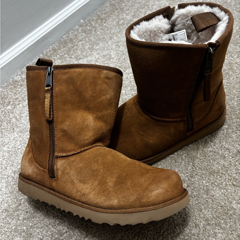 UGG Tan Suede Boots with Shearling